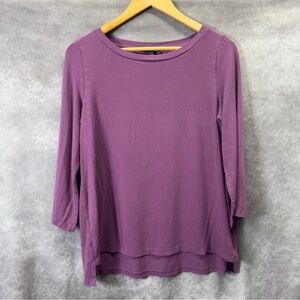 Eileen Fisher Purple Tshirt Top Blouse 3/4 Sleeves Size Medium